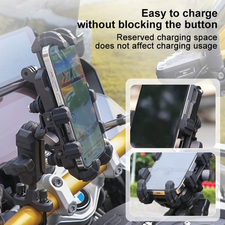 MOTOSLG Crab Motorcycle Phone Clamp Bracket U-Type Headbar Mount(Black)