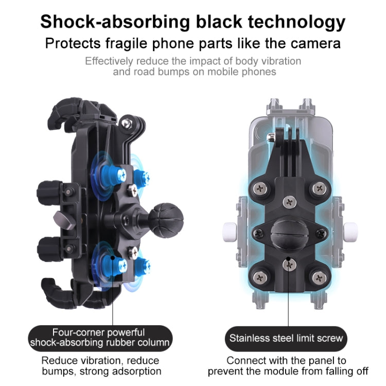 MOTOSLG Crab Motorcycle Phone Clamp Bracket M10 Ballhead Mount with Anti-theft Lock(Black)