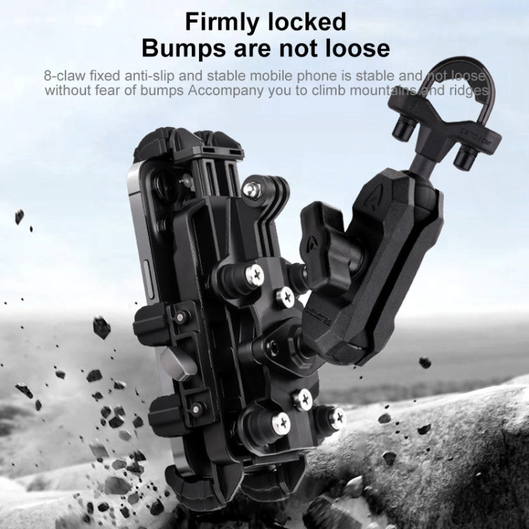 MOTOSLG Crab Motorcycle Phone Clamp Bracket M10 Ballhead Mount with Anti-theft Lock(Black)