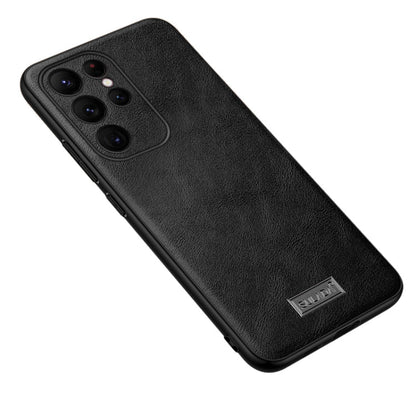 Pour Samsung Galaxy S24 Ultra 5G SULADA Étui de téléphone en cuir hybride TPU antichoc fait à la main (noir)