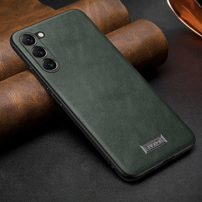 For Samsung Galaxy S25 5G SULADA Shockproof TPU Hybrid Handmade Leather Phone Case(Green)