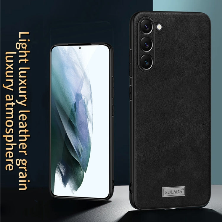 Pour Samsung Galaxy S24 Ultra 5G SULADA Étui de téléphone en cuir hybride TPU antichoc fait à la main (noir)