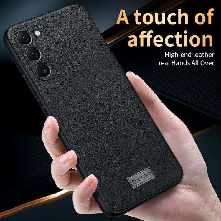 For Samsung Galaxy S24 5G SULADA Shockproof TPU Hybrid Handmade Leather Phone Case(Orange)