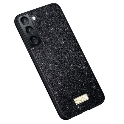 Pour Samsung Galaxy S25+ 5G Étui de téléphone en cuir fait main SULADA Glittery TPU hybride (noir)