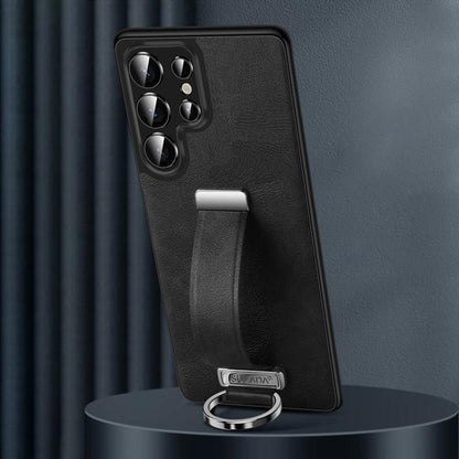 For Samsung Galaxy S25 Ultra 5G SULADA PC Hybrid Leather Texture Skin Feel Shockproof Phone Case(Black)