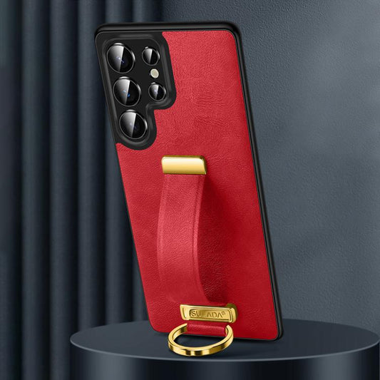 For Samsung Galaxy S25 Ultra 5G SULADA PC Hybrid Leather Texture Skin Feel Shockproof Phone Case(Red)