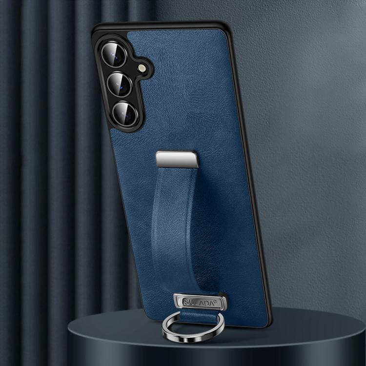 For Samsung Galaxy S25+ 5G SULADA PC Hybrid Leather Texture Skin Feel Shockproof Phone Case(Blue)