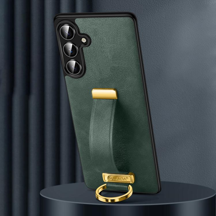 For Samsung Galaxy S25+ 5G SULADA PC Hybrid Leather Texture Skin Feel Shockproof Phone Case(Green)
