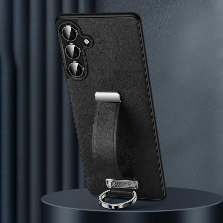 For Samsung Galaxy S25 5G SULADA PC Hybrid Leather Texture Skin Feel Shockproof Phone Case(Black)