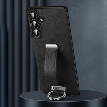 For Samsung Galaxy S25 5G SULADA PC Hybrid Leather Texture Skin Feel Shockproof Phone Case(Black)