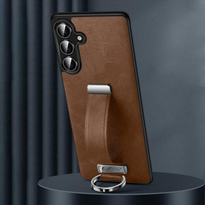 For Samsung Galaxy S25 5G SULADA PC Hybrid Leather Texture Skin Feel Shockproof Phone Case(Brown)