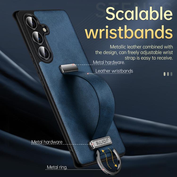 For Samsung Galaxy S25+ 5G SULADA PC Hybrid Leather Texture Skin Feel Shockproof Phone Case(Blue)