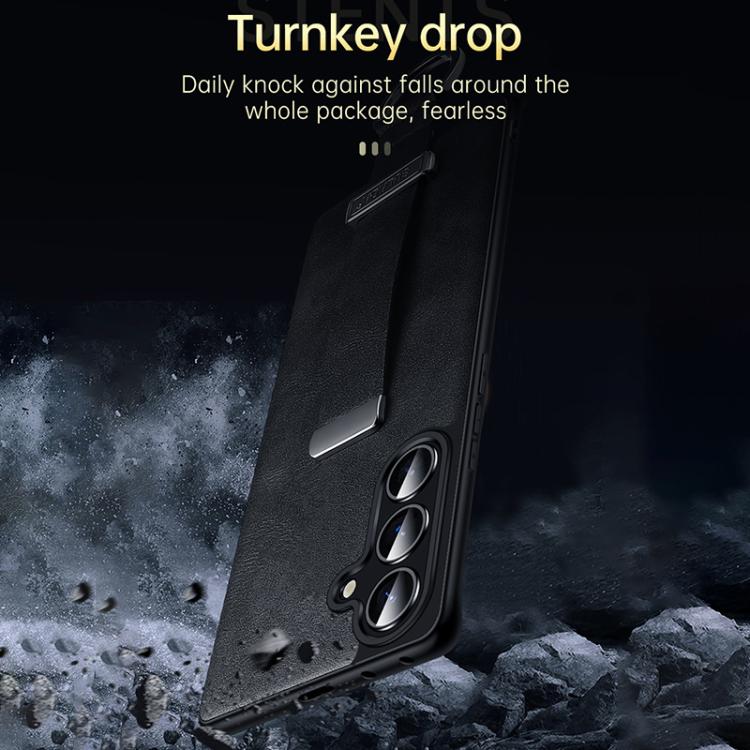For Samsung Galaxy S25+ 5G SULADA PC Hybrid Leather Texture Skin Feel Shockproof Phone Case(Black)
