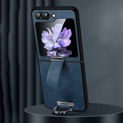 For Samsung Galaxy Flip5 SULADA PC Hybrid Leather Texture Skin Feel Shockproof Phone Case(Blue)