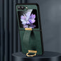 Pour Samsung Galaxy Flip5 SULADA PC Coque de téléphone antichoc en cuir hybride (vert)