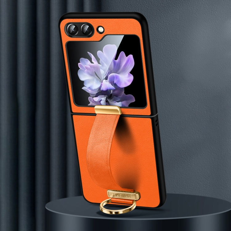 For Samsung Galaxy Z Flip7 FE / Flip6 SULADA PC Hybrid Leather Texture Skin Feel Shockproof Phone Case(Orange)
