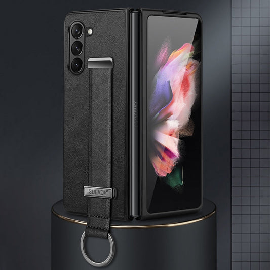 For Samsung Galaxy Z Fold6 SULADA PC Hybrid Leather Texture Skin Feel Shockproof Phone Case(Black)