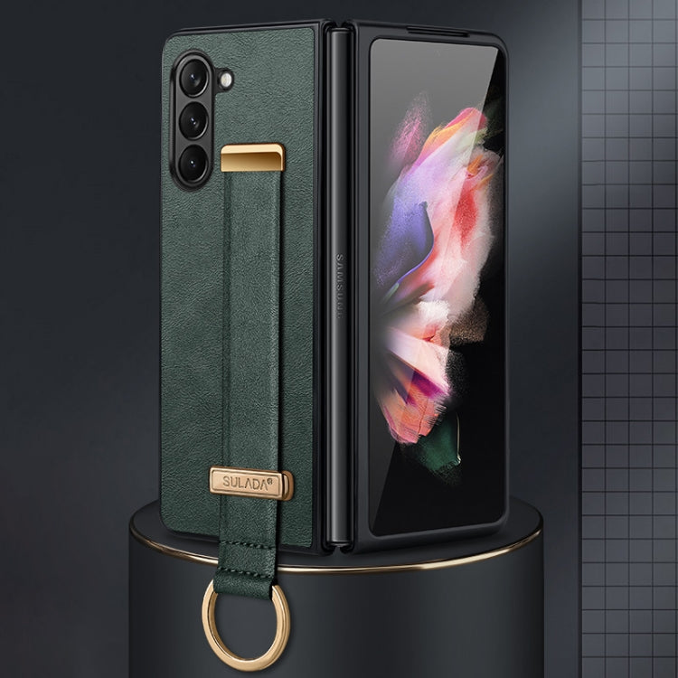 For Samsung Galaxy Z Fold6 SULADA PC Hybrid Leather Texture Skin Feel Shockproof Phone Case(Green)