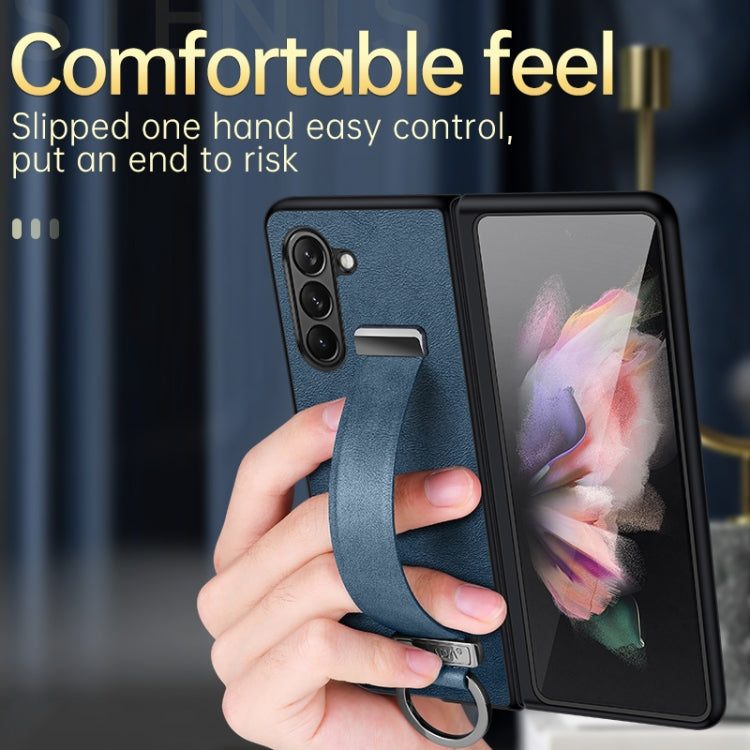 For Samsung Galaxy Flip5 SULADA PC Hybrid Leather Texture Skin Feel Shockproof Phone Case(Blue)