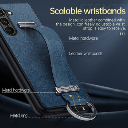 Pour Samsung Galaxy Flip5 SULADA PC Coque de téléphone antichoc en cuir hybride (vert)