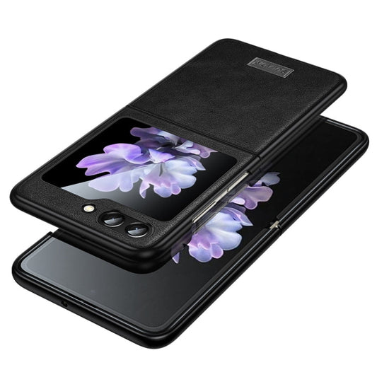 For Samsung Galaxy Z Flip6 / Flip7 FE SULADA Shockproof TPU + Handmade Leather Phone Case(Black)