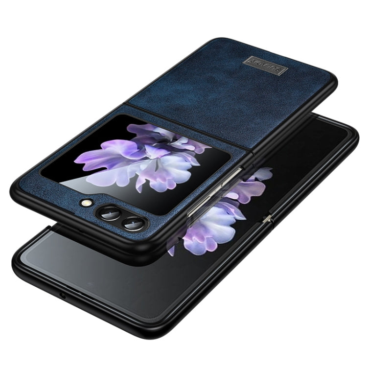 For Samsung Galaxy Z Flip6 / Flip7 FE SULADA Shockproof TPU + Handmade Leather Phone Case(Blue)