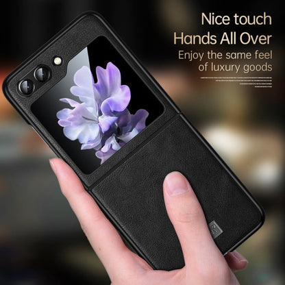 For Samsung Galaxy Z Flip6 / Flip7 FE SULADA Shockproof TPU + Handmade Leather Phone Case(Blue)
