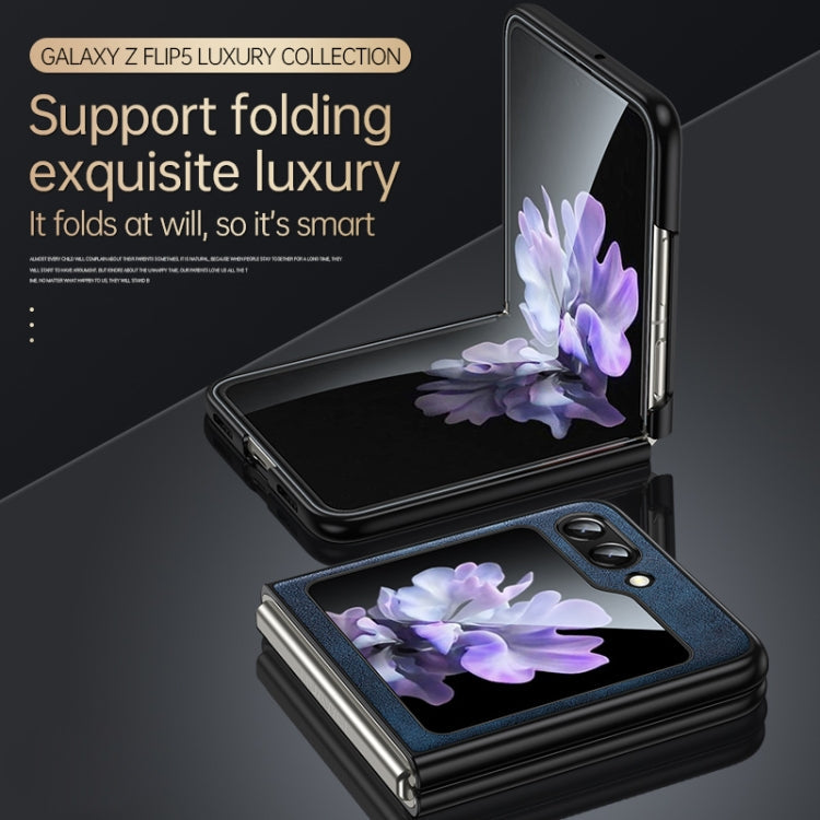 For Samsung Galaxy Z Flip6 / Flip7 FE SULADA Shockproof TPU + Handmade Leather Phone Case(Blue)