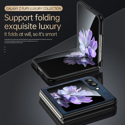 For Samsung Galaxy Z Flip6 / Flip7 FE SULADA Shockproof TPU + Handmade Leather Phone Case(Blue)