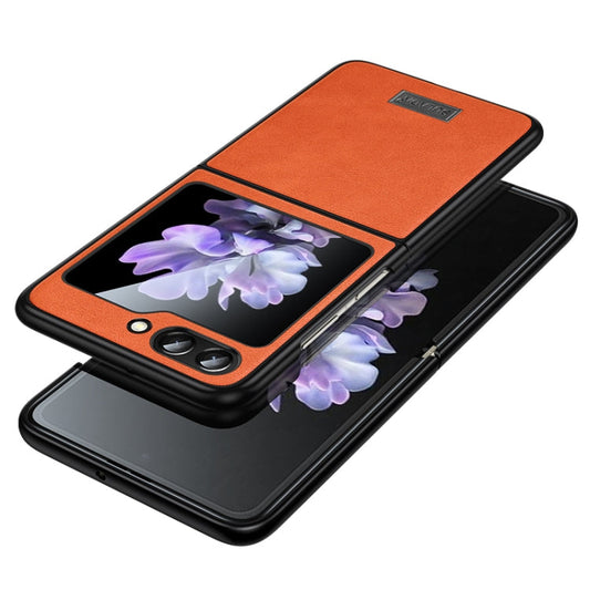 For Samsung Galaxy Z Flip6 / Flip7 FE SULADA Shockproof TPU + Handmade Leather Phone Case(Orange)
