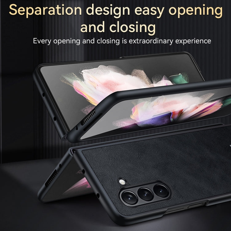 For Samsung Galaxy Z Fold4 SULADA Shockproof TPU + Handmade Leather Phone Case(Black)