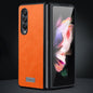 For Samsung Galaxy Z Fold4 SULADA Shockproof TPU + Handmade Leather Phone Case(Orange)