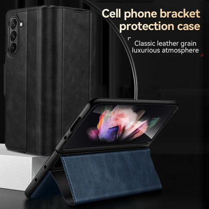 For Samsung Ga6axy Z Fold6 SULADA All-inclusive Magnetic Snap Flip Leather Phone Case(Black)