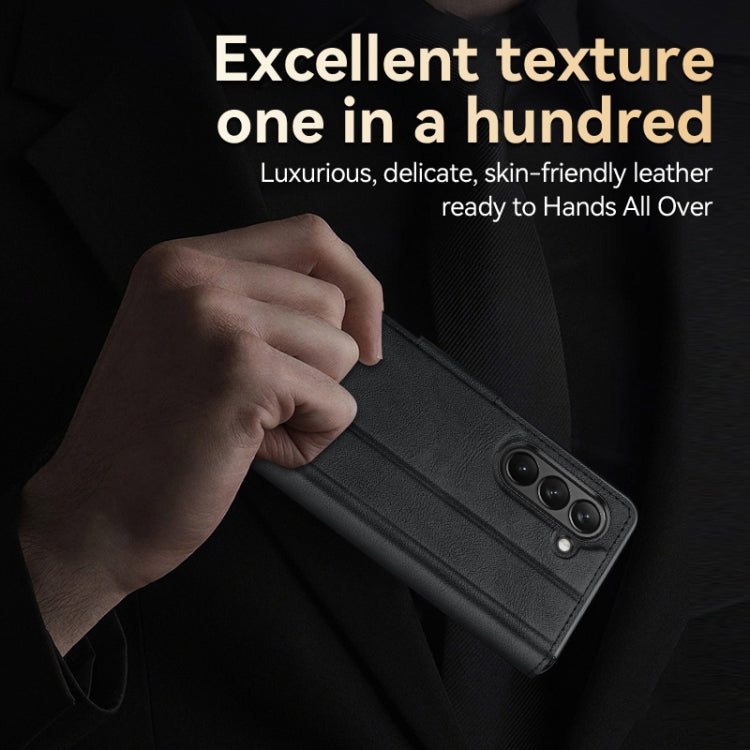 For Samsung Ga6axy Z Fold6 SULADA All-inclusive Magnetic Snap Flip Leather Phone Case(Black)
