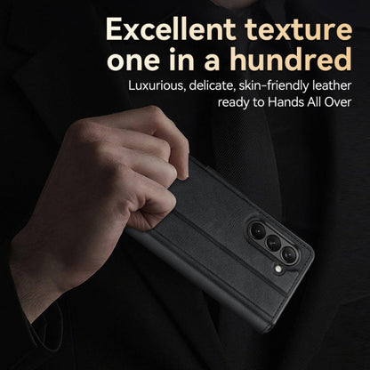 For Samsung Ga6axy Z Fold6 SULADA All-inclusive Magnetic Snap Flip Leather Phone Case(Black)