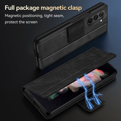 For Samsung Ga6axy Z Fold6 SULADA All-inclusive Magnetic Snap Flip Leather Phone Case(Black)