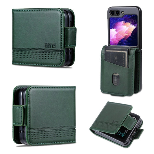 For Samsung Galaxy Z Flip7 FE / Flip6 AZNS Magnetic Calf Texture Flip Leather Phone Case(Dark Green)