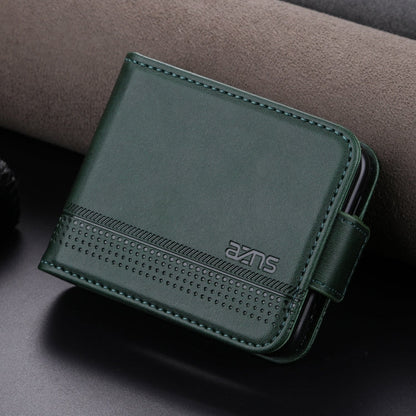 For Samsung Galaxy Z Flip7 FE / Flip6 AZNS Magnetic Calf Texture Flip Leather Phone Case(Dark Green)
