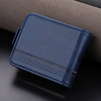 For Samsung Galaxy Z Flip7 FE / Flip6 AZNS Magnetic Calf Texture Flip Leather Phone Case(Dark Blue)