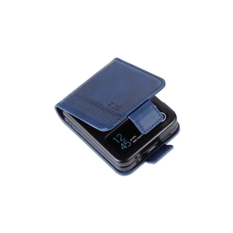 For Samsung Galaxy Z Flip7 FE / Flip6 AZNS Magnetic Calf Texture Flip Leather Phone Case(Dark Blue)