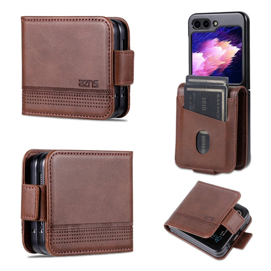 For Samsung Galaxy Z Flip7 FE / Flip6 AZNS Magnetic Calf Texture Flip Leather Phone Case(Dark Brown)