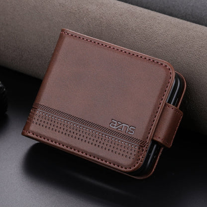 For Samsung Galaxy Z Flip7 FE / Flip6 AZNS Magnetic Calf Texture Flip Leather Phone Case(Dark Brown)