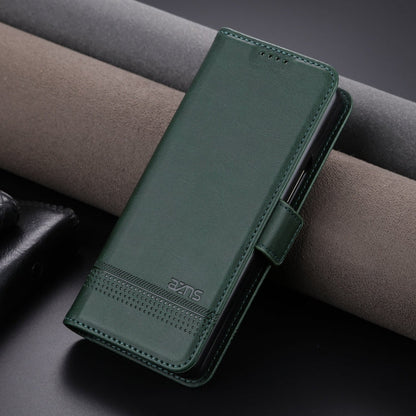 For Samsung Galaxy Z Fold6 5G AZNS Magnetic Calf Texture Flip Leather Phone Case(Dark Green)