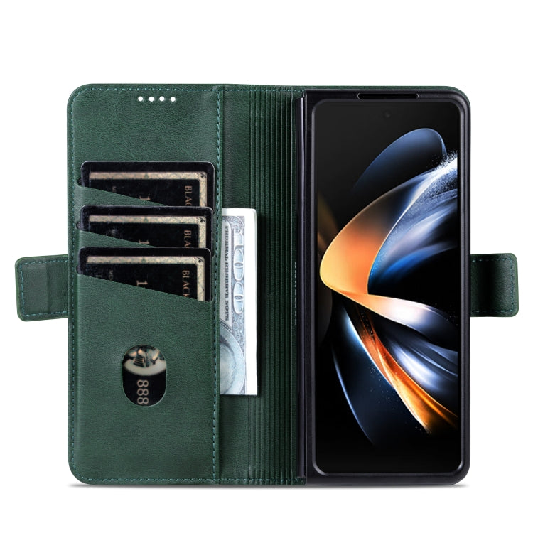 For Samsung Galaxy Z Fold6 5G AZNS Magnetic Calf Texture Flip Leather Phone Case(Dark Green)