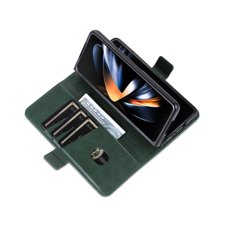 For Samsung Galaxy Z Fold6 5G AZNS Magnetic Calf Texture Flip Leather Phone Case(Dark Green)
