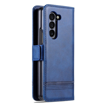 For Samsung Galaxy Z Fold6 5G AZNS Magnetic Calf Texture Flip Leather Phone Case(Dark Blue)