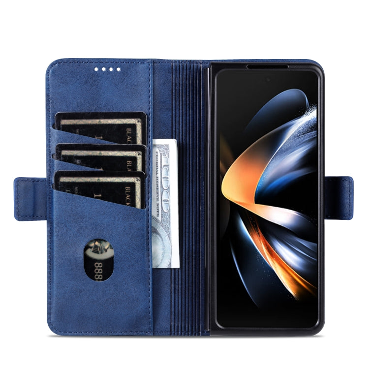 For Samsung Galaxy Z Fold6 5G AZNS Magnetic Calf Texture Flip Leather Phone Case(Dark Blue)
