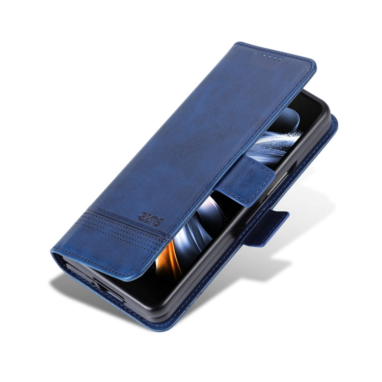 For Samsung Galaxy Z Fold6 5G AZNS Magnetic Calf Texture Flip Leather Phone Case(Dark Blue)