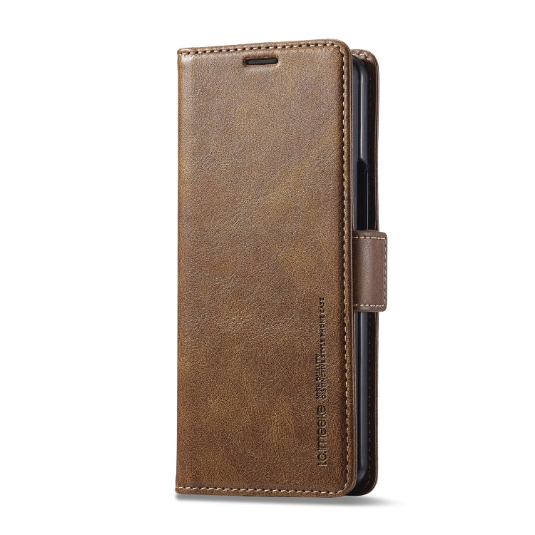 For Samsung Galaxy Z Fold6 5G LC.IMEEKE RFID Anti-theft Leather Phone Case(Brown)