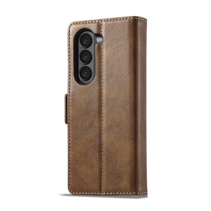 For Samsung Galaxy Z Fold6 5G LC.IMEEKE RFID Anti-theft Leather Phone Case(Brown)
